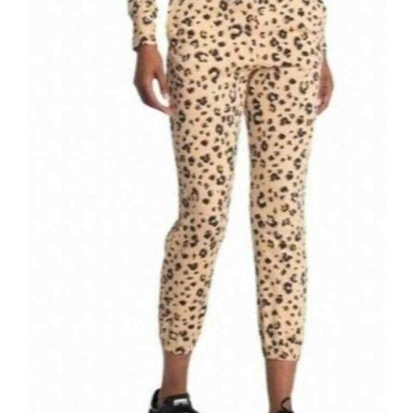 Love Fire Pull On Lounge Jogger Pants Size Medium Tan Animal Print NWT - Picture 1 of 5